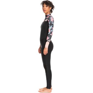 2024 Roxy Dames Swell Series 3/2mm Gbs Rug Ritssluiting Wetsuit ERJW103121 - Anthracite Paradise